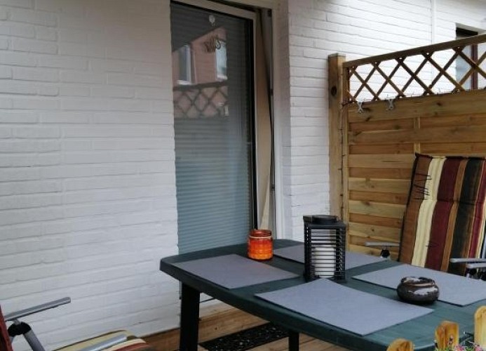 FEWO Kliff Watt Nr. 4, Hamburgerstr. 30, 27476 Cuxhaven Sahlenburg, Terrassen ansicht 